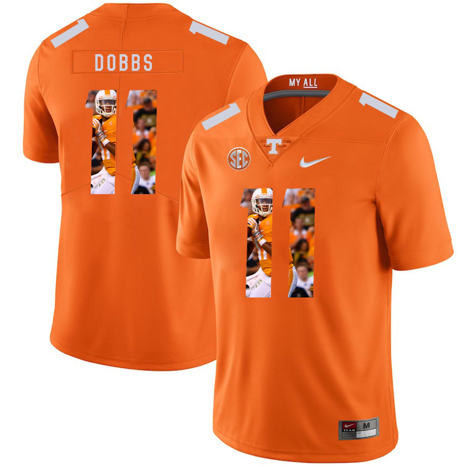 Men Tennessee Volunteers #11 Dobbs Orange Fashion Edition Customized NCAA Jerseys